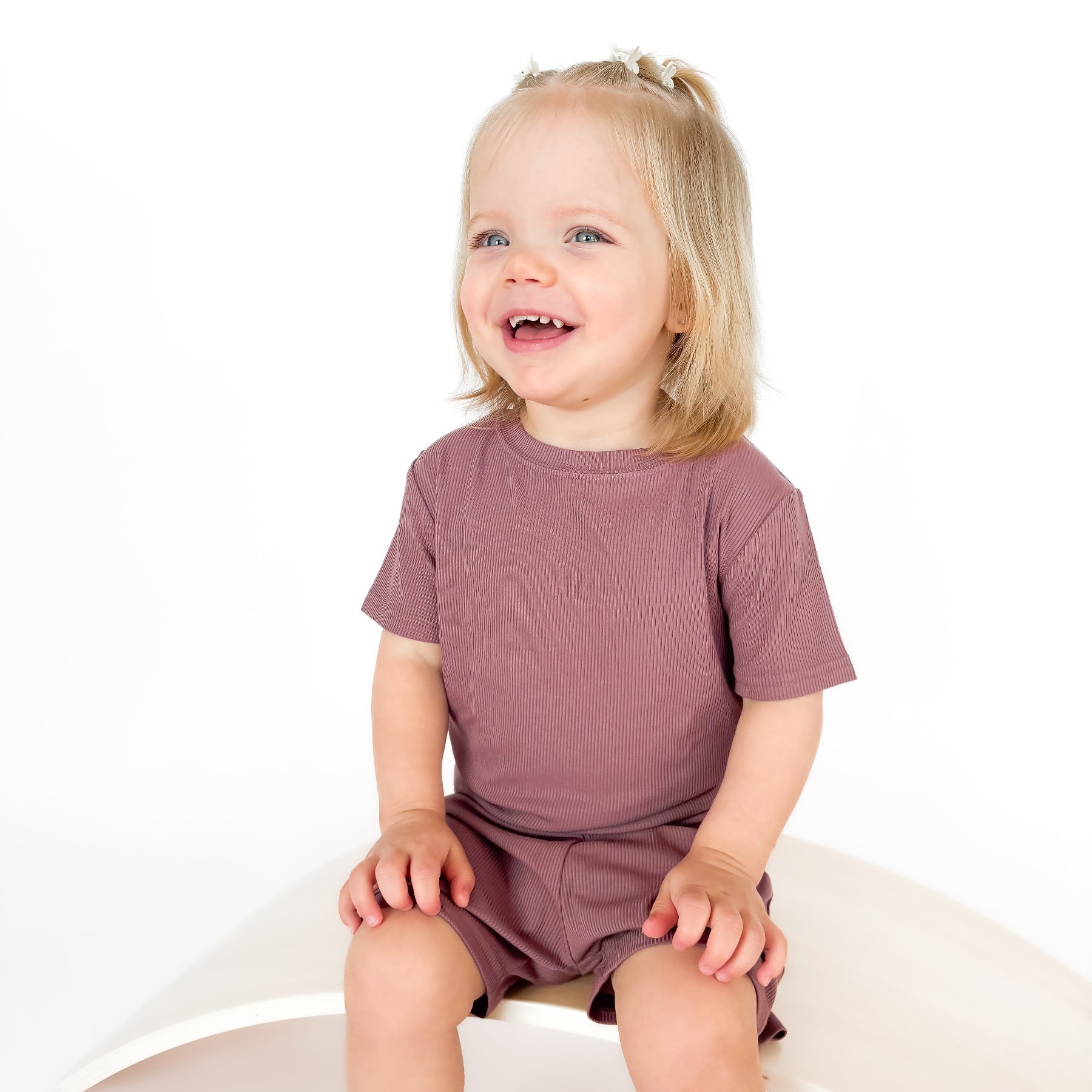 Plum Small Ribbed Shorts Two-Piece Set