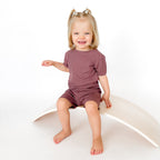 Plum Small Ribbed Shorts Two-Piece Set