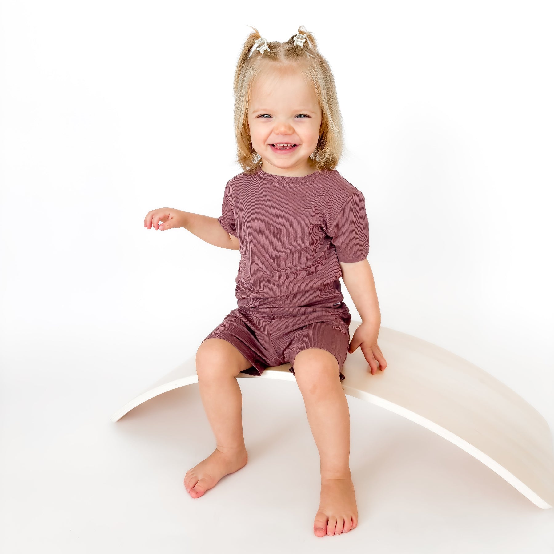 Plum Small Ribbed Shorts Two-Piece Set