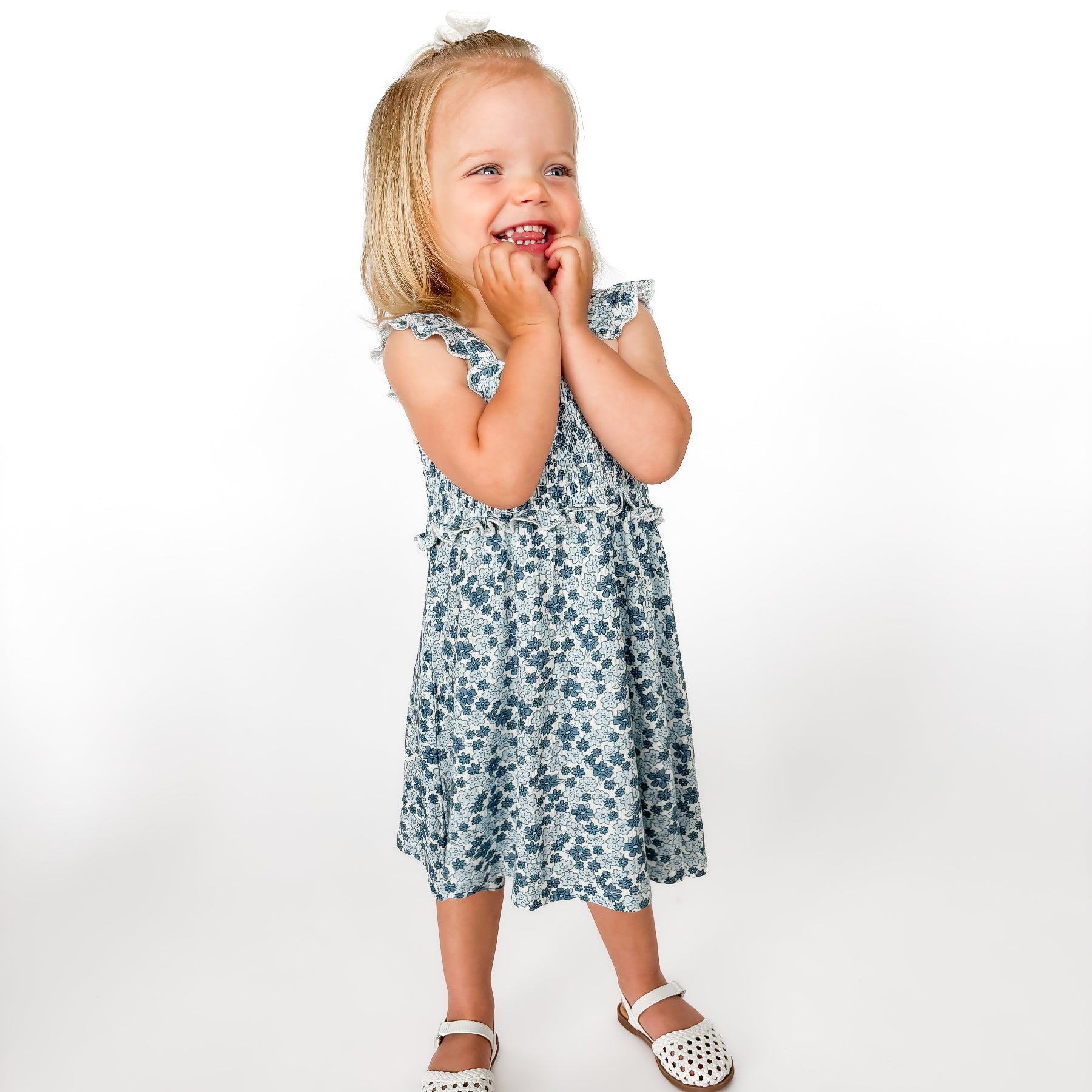 Bluebell Blossoms Small Ribbed Flutter Sleeve Dress