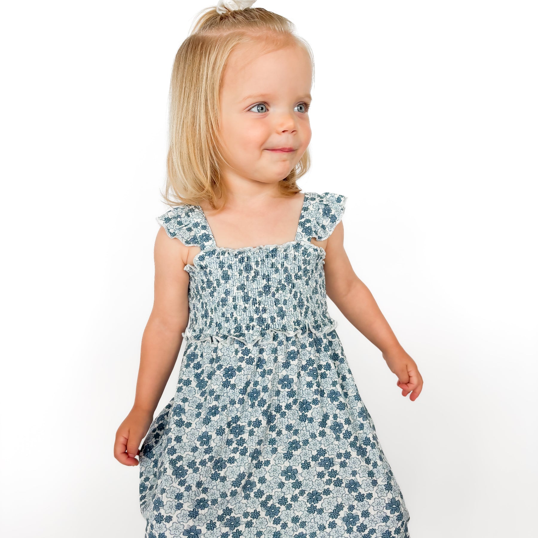 Bluebell Blossoms Small Ribbed Flutter Sleeve Dress