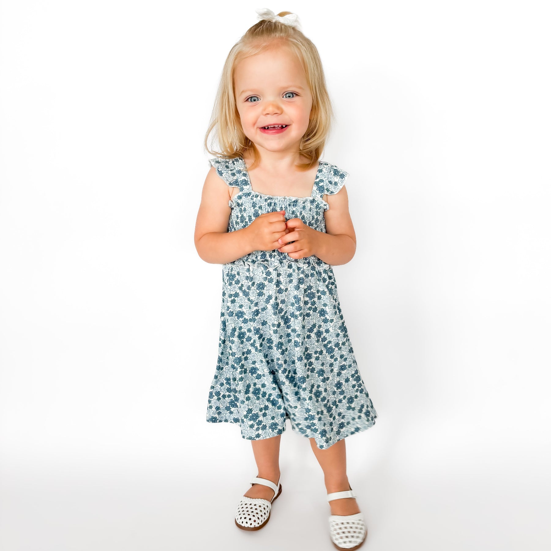 Bluebell Blossoms Small Ribbed Flutter Sleeve Dress