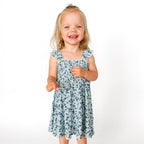 Bluebell Blossoms Small Ribbed Flutter Sleeve Dress