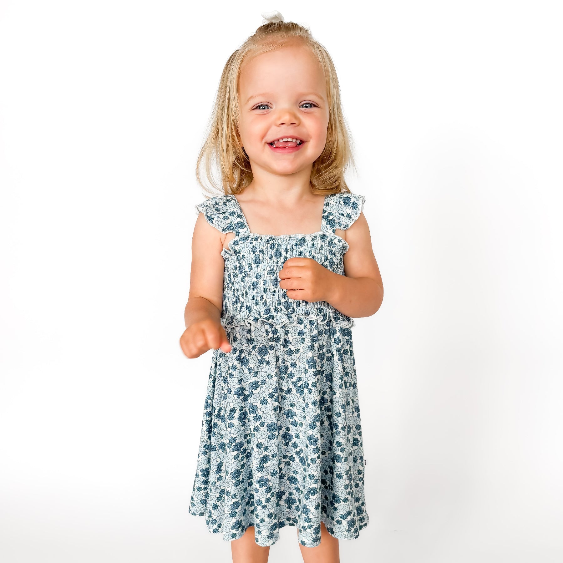Bluebell Blossoms Small Ribbed Flutter Sleeve Dress