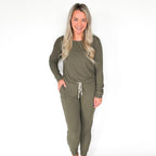 Olive Small Ribbed Women's Matching Set