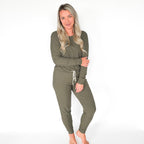 Olive Small Ribbed Women's Pants