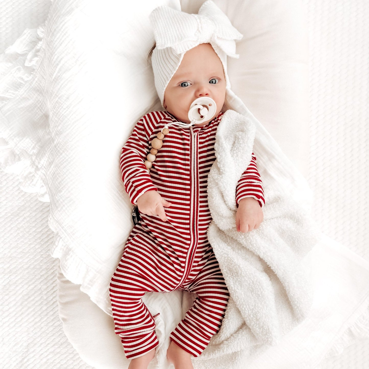 Red Stripe Small Ribbed Zip Romper