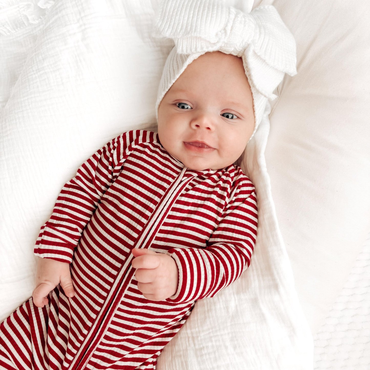 Red Stripe Small Ribbed Zip Romper