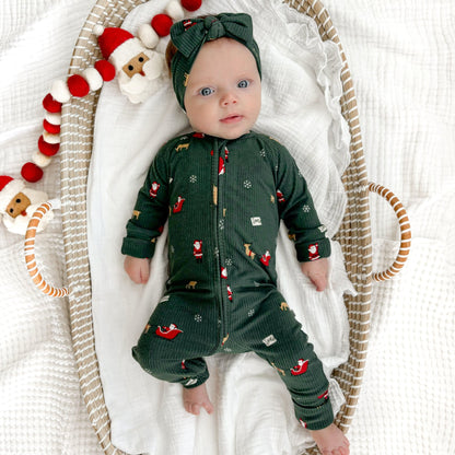 Santa Small Ribbed Zip Romper