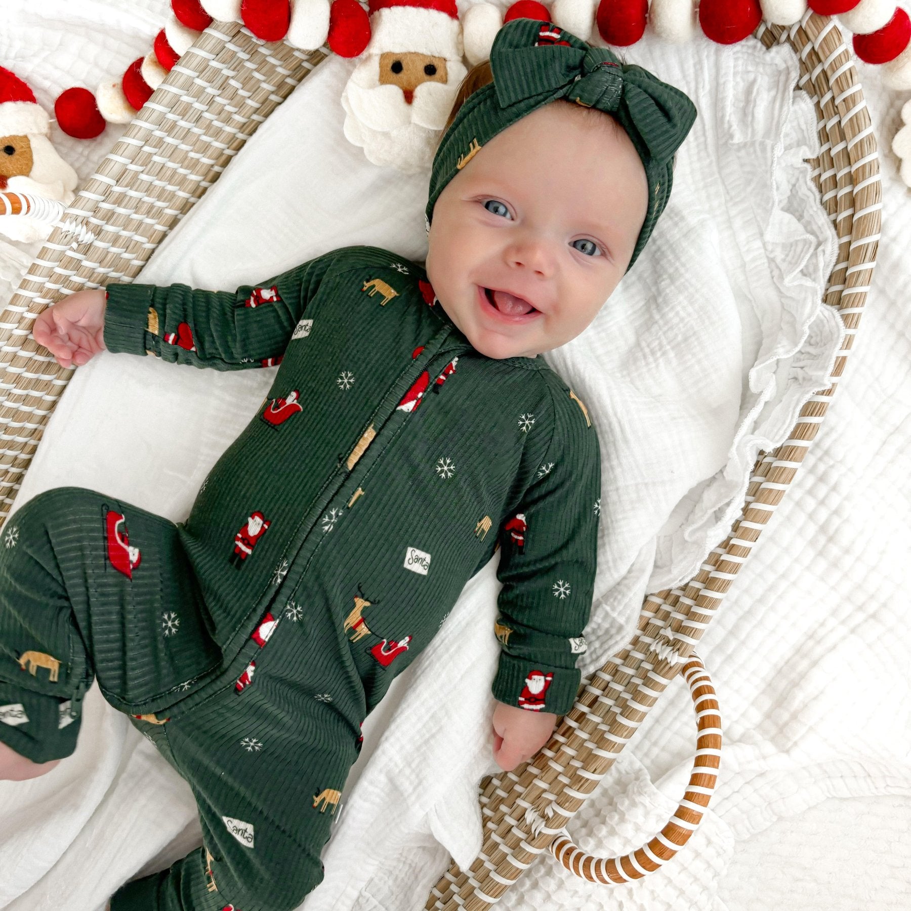Santa Small Ribbed Zip Romper