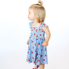 Vintage Cherries Small Ribbed Flutter Sleeve Dress