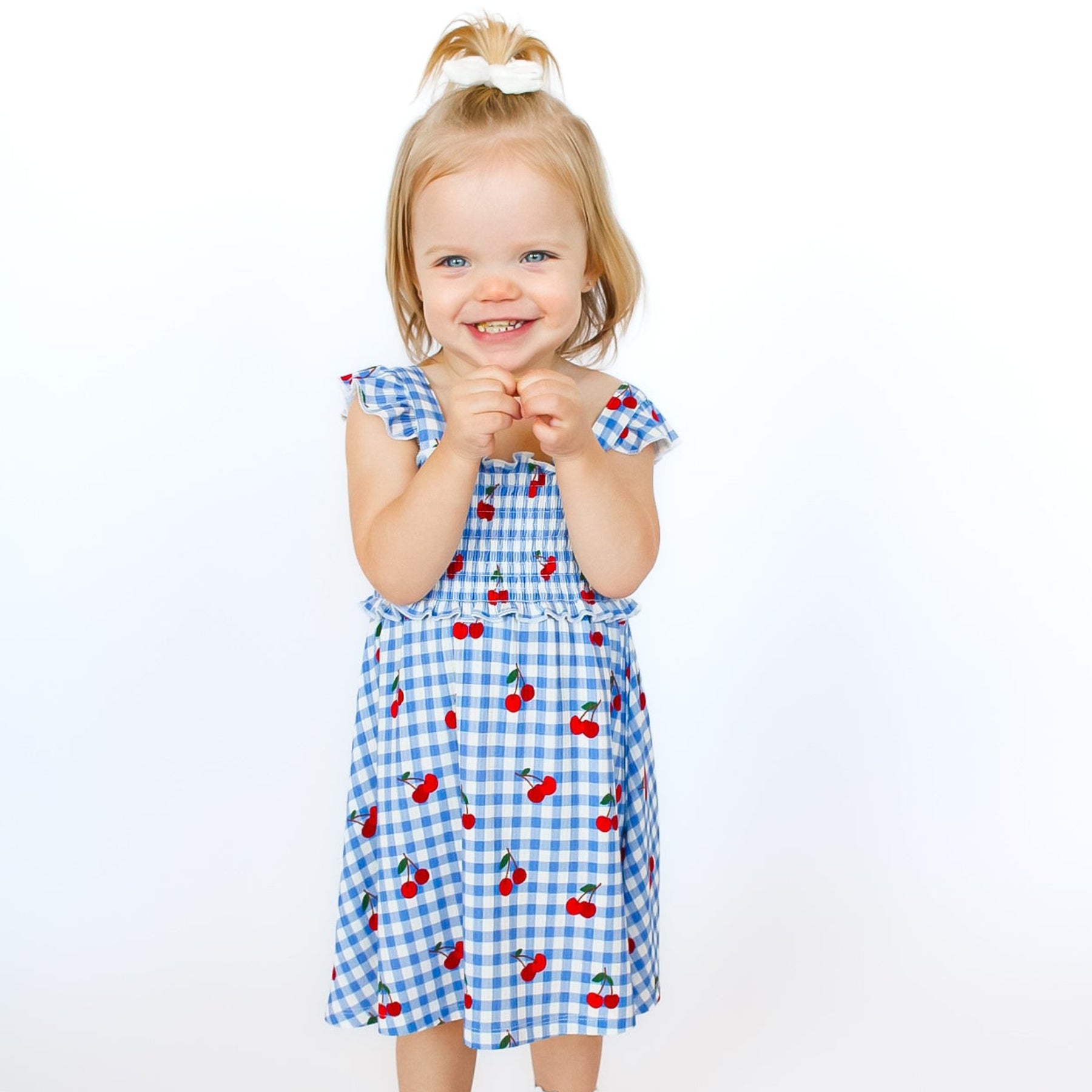 Vintage Cherries Small Ribbed Flutter Sleeve Dress