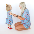 Vintage Cherries Small Ribbed Women's Short Sleeve Top