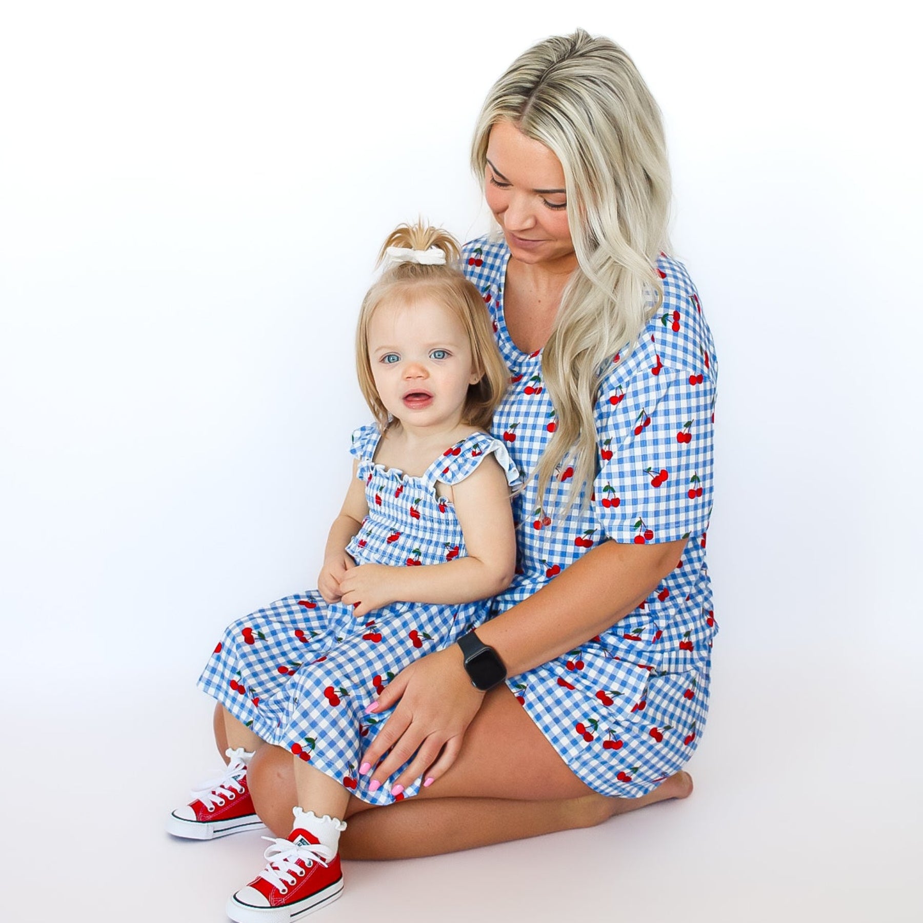 Vintage Cherries Small Ribbed Women's Short Sleeve Top