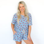 Vintage Cherries Small Ribbed Women's Short Sleeve Top