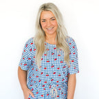 Vintage Cherries Small Ribbed Women's Short Sleeve Top