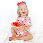 Watermelon Pink Gingham Shorts Two-Piece Set