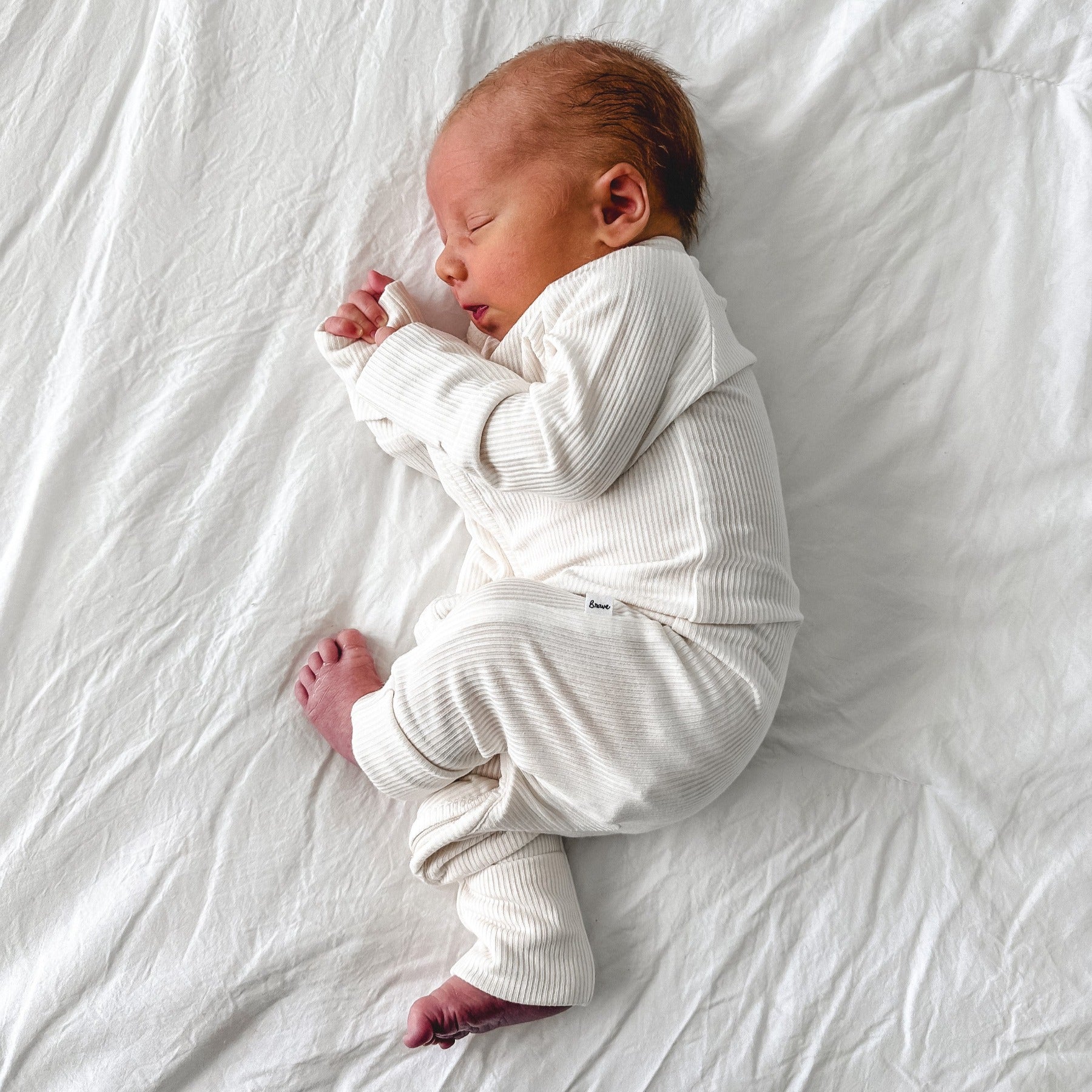 Cream Small Ribbed Zip Romper