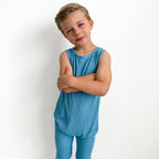 Poolside Blue Small Ribbed Harem Romper