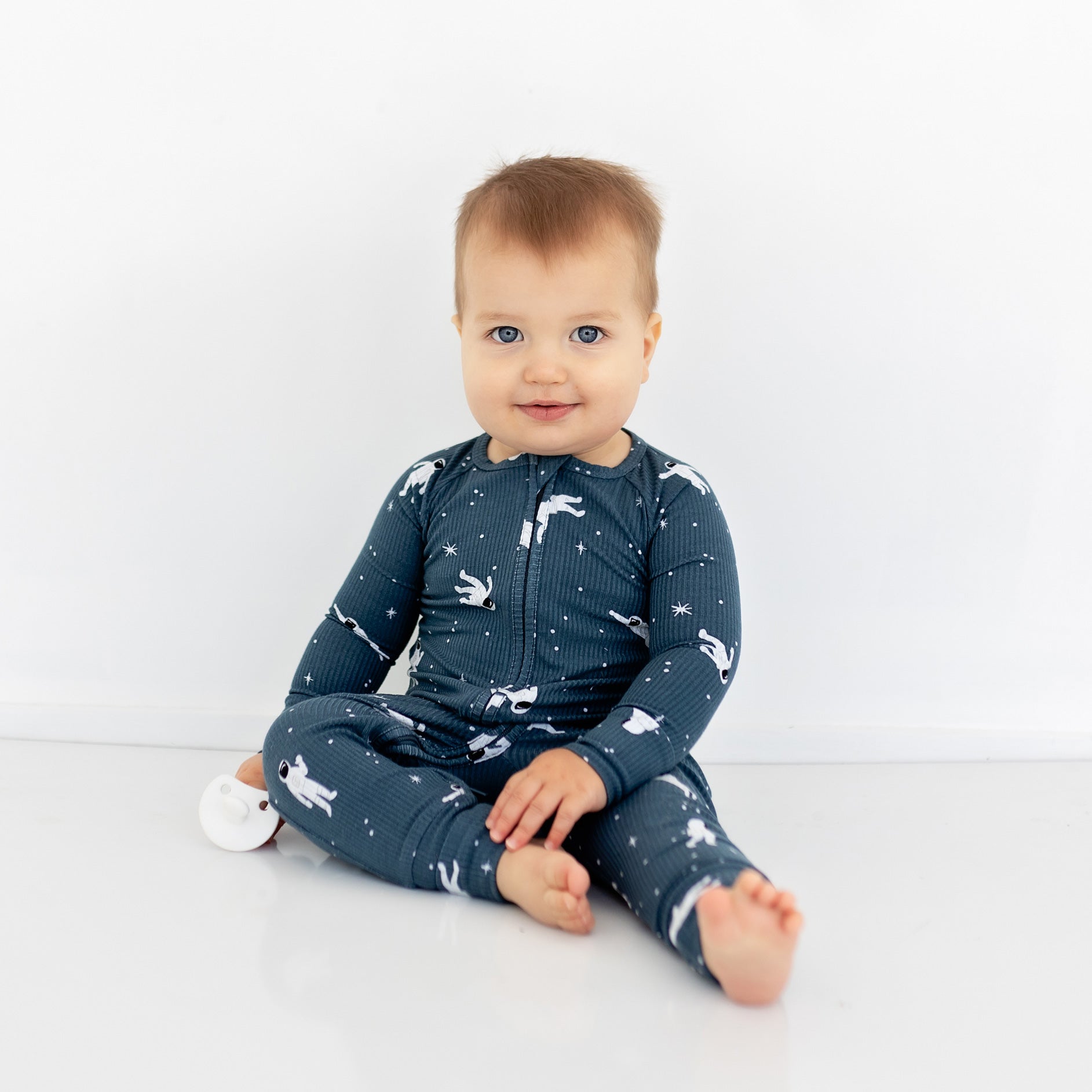 Astronauts Small Ribbed Zip Romper