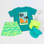 Neon Yellow Tides Swim Trunks