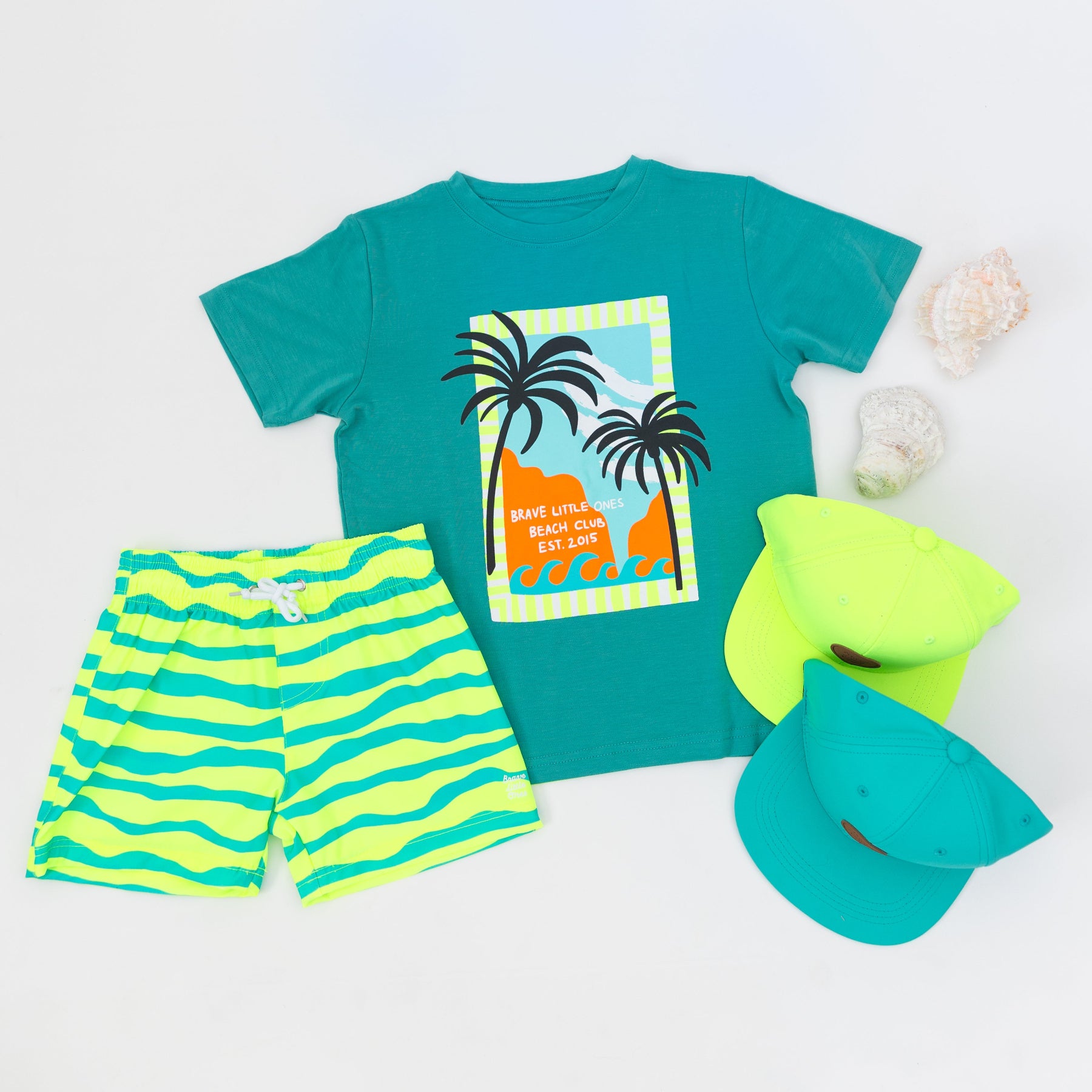 Neon Yellow Tides Swim Trunks