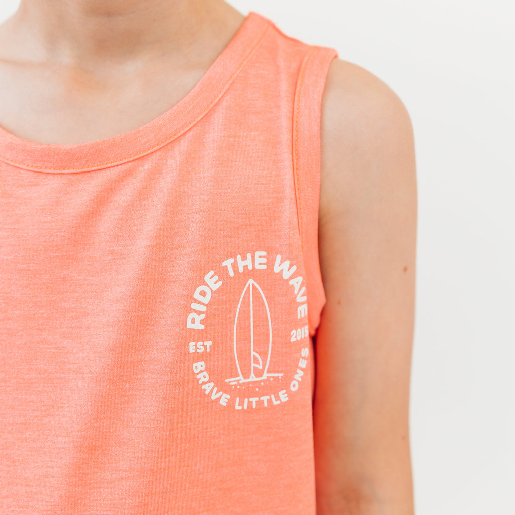 Ride The Wave Orange Heather Tank