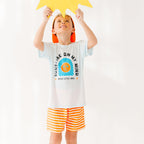 Neon Orange Stripe Swim Trunks