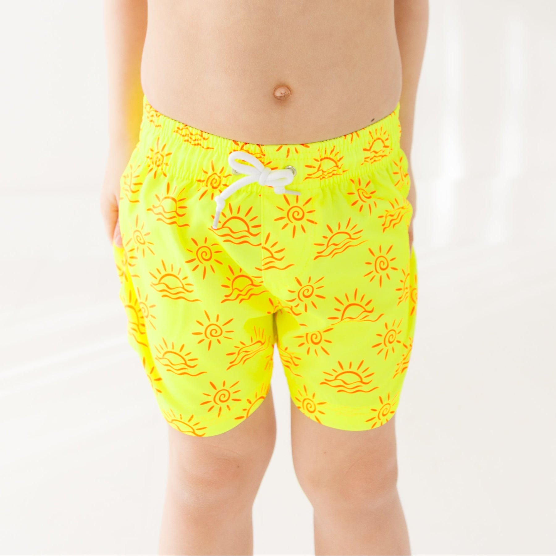 Neon Yellow Suns Swim Trunks