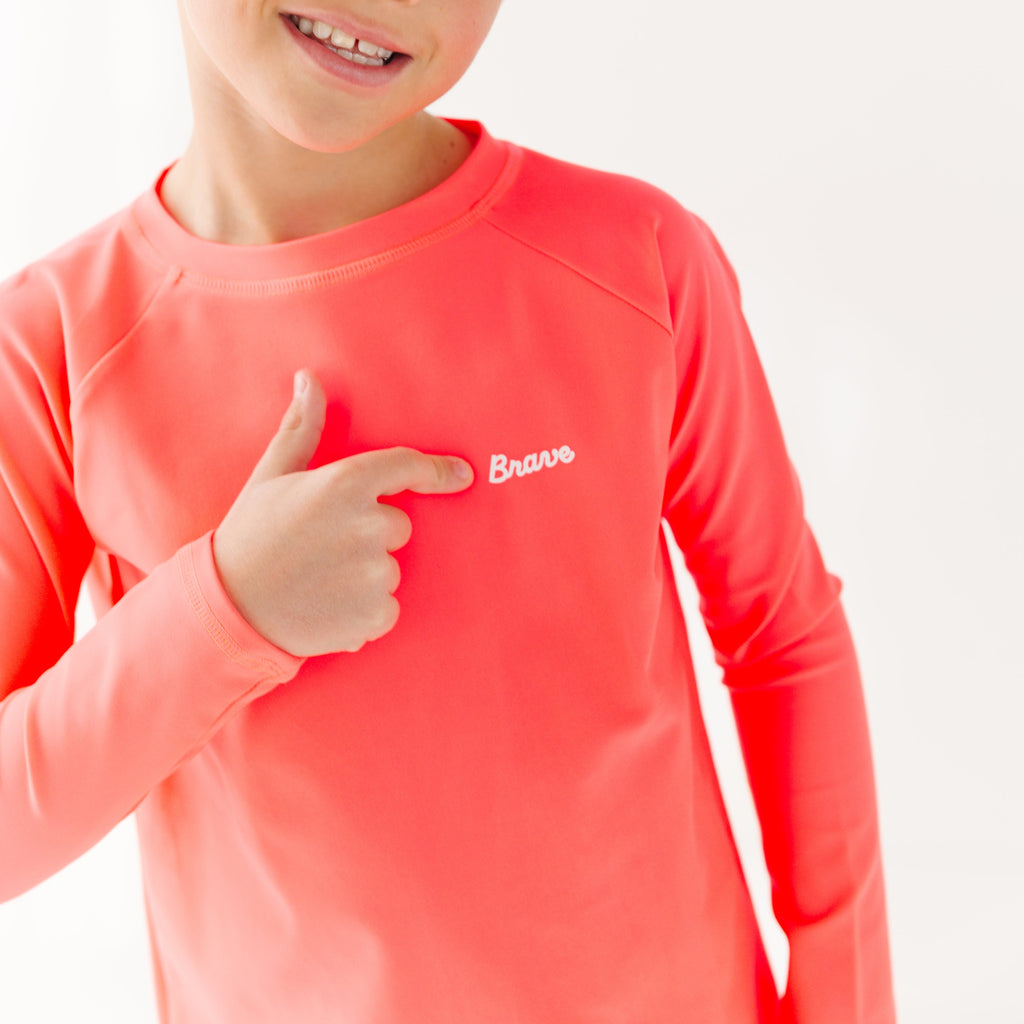 Neon Coral Rash Guard