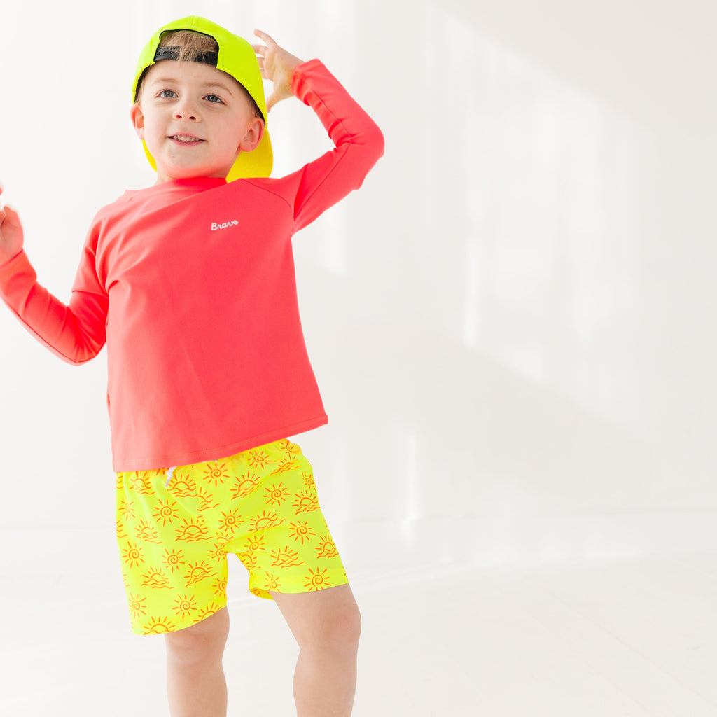 Neon Coral Rash Guard