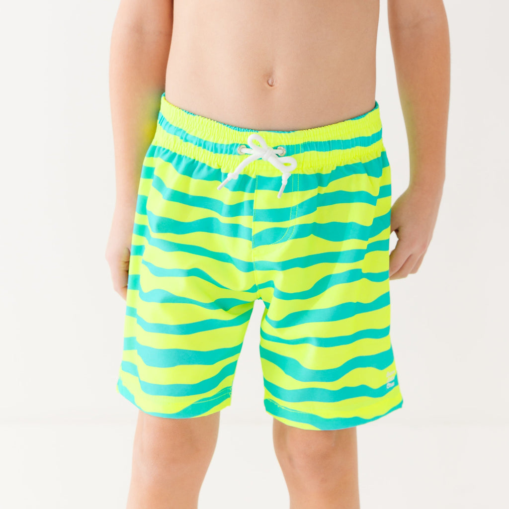 Neon Yellow Tides Swim Trunks