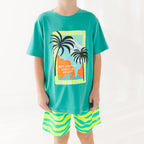 Neon Yellow Tides Swim Trunks