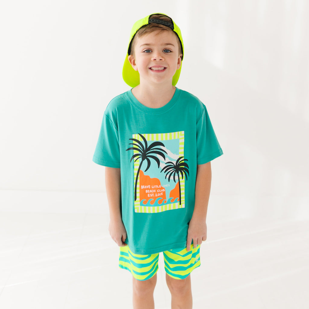 Neon Yellow Tides Swim Trunks