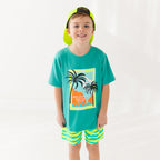 Neon Yellow Tides Swim Trunks
