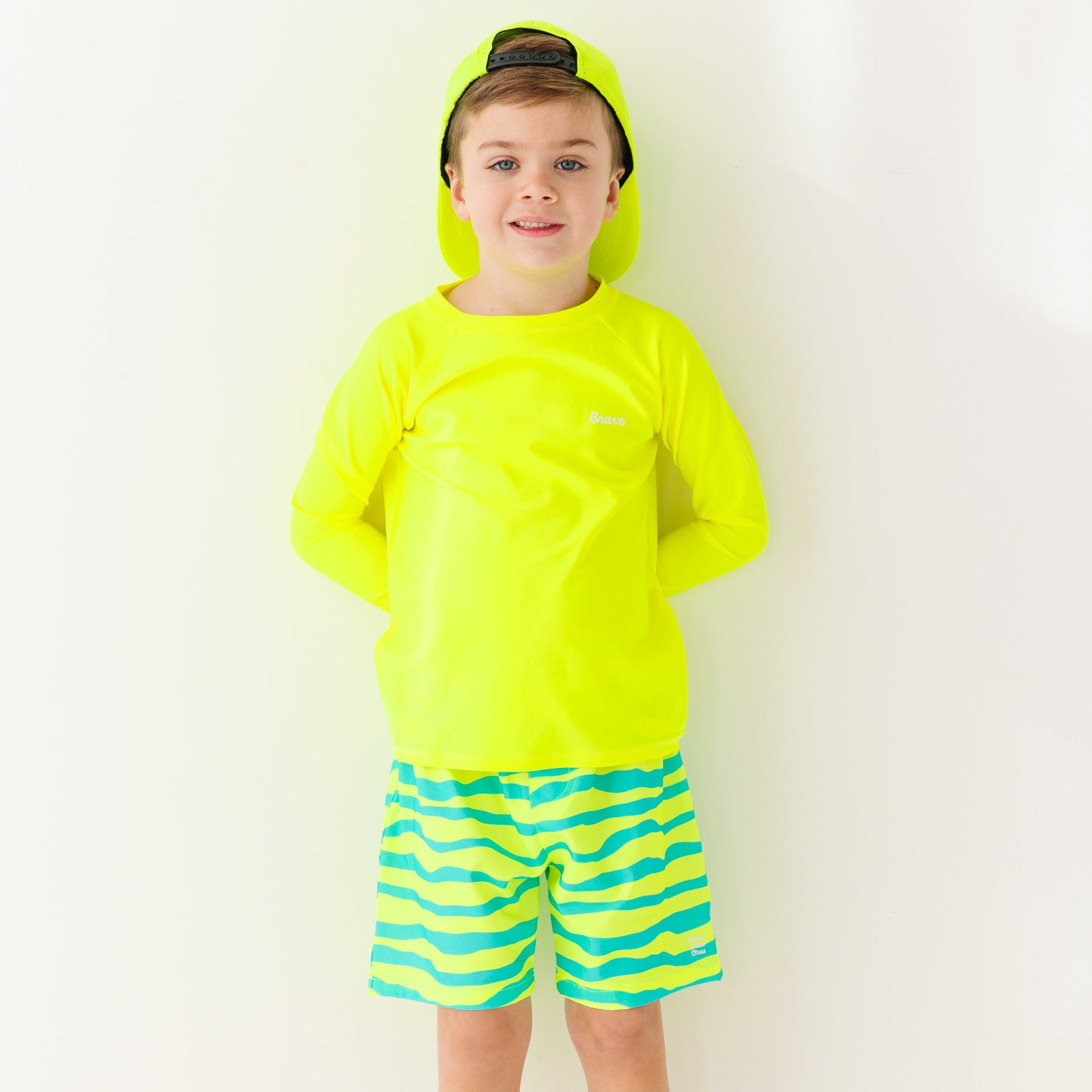 Neon Yellow Tides Swim Trunks