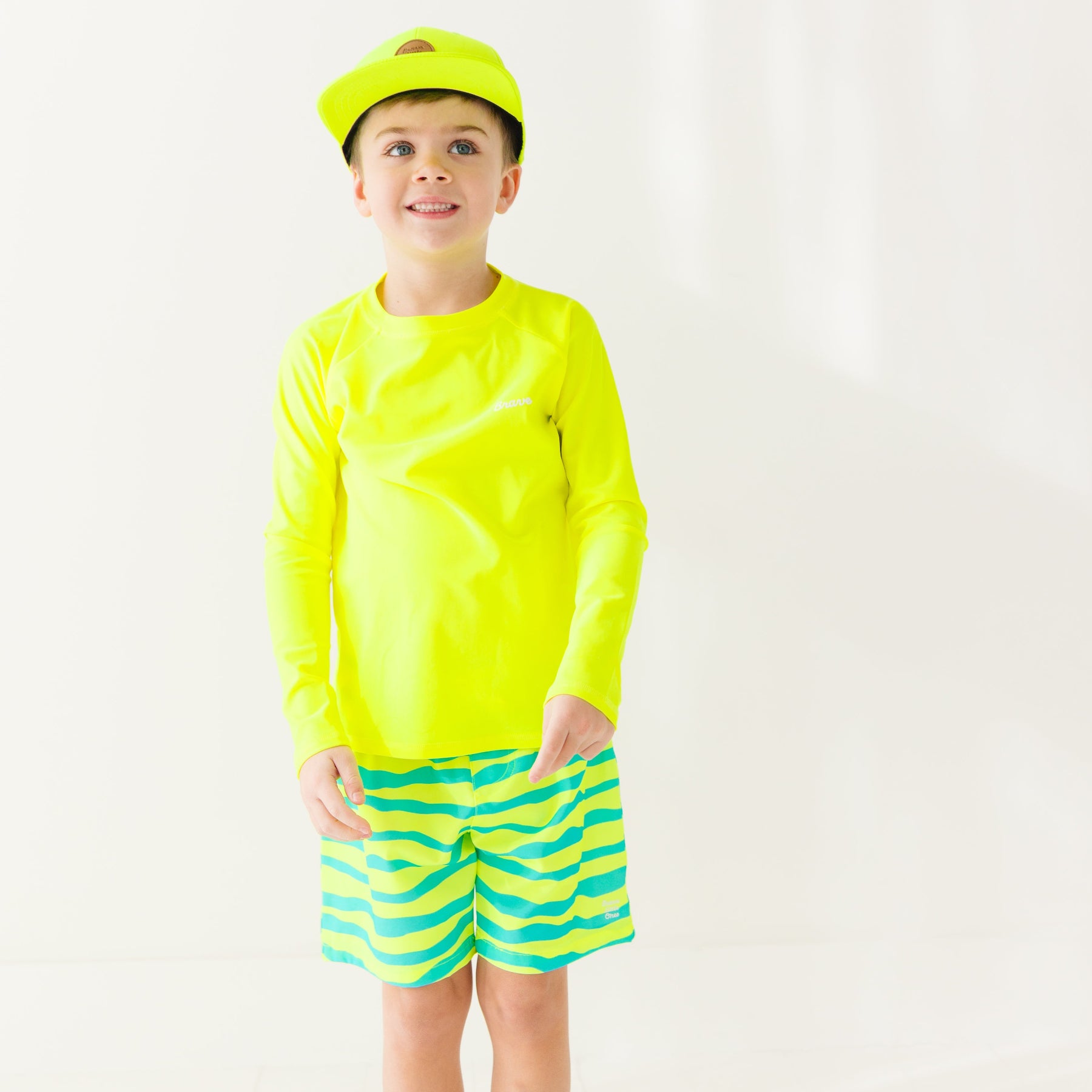Neon Yellow Tides Swim Trunks
