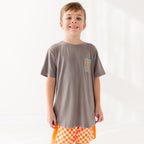 Neon Orange Checkered Swim Trunks