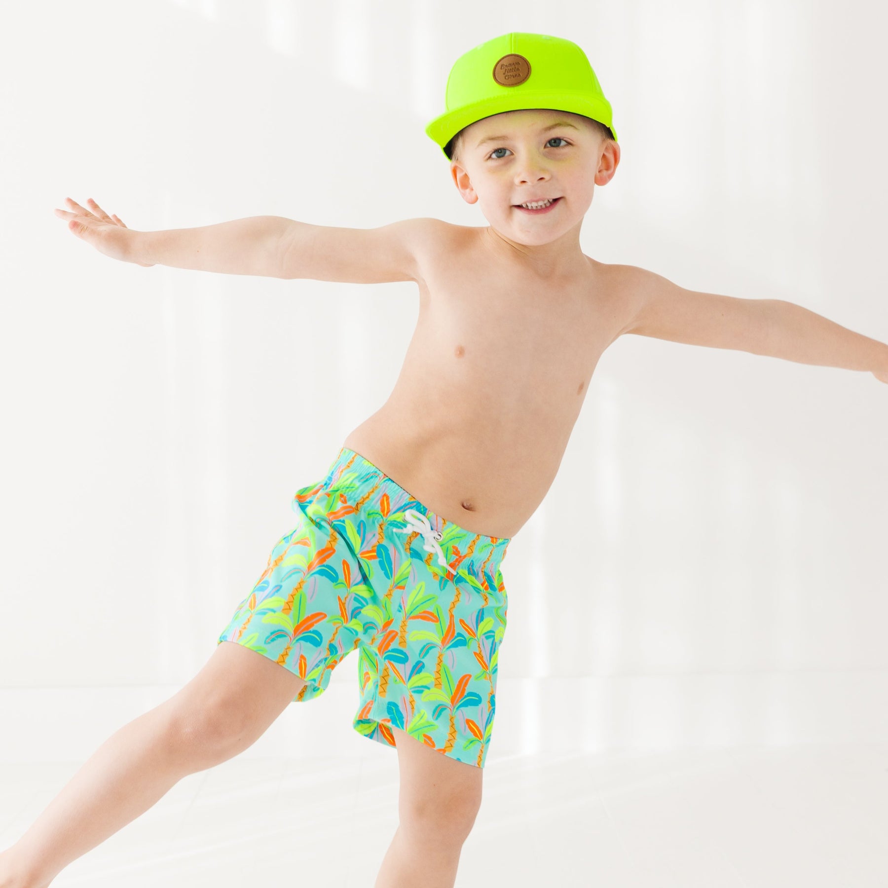 Neon Palm Trees Swim Trunks