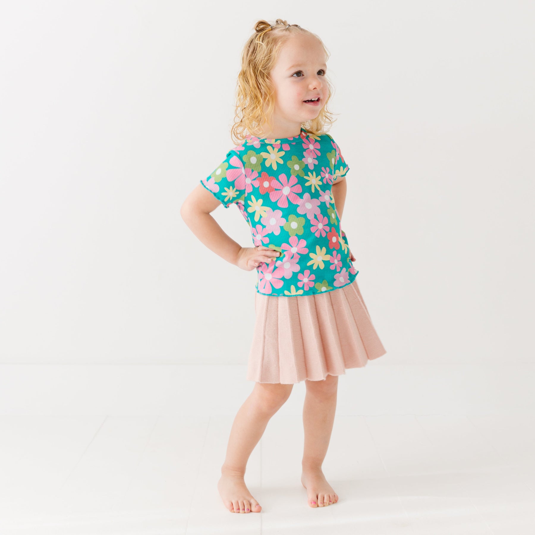 Retro Daisies Lettuce-Edge Ribbed Shirt