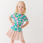 Retro Daisies Lettuce-Edge Ribbed Shirt