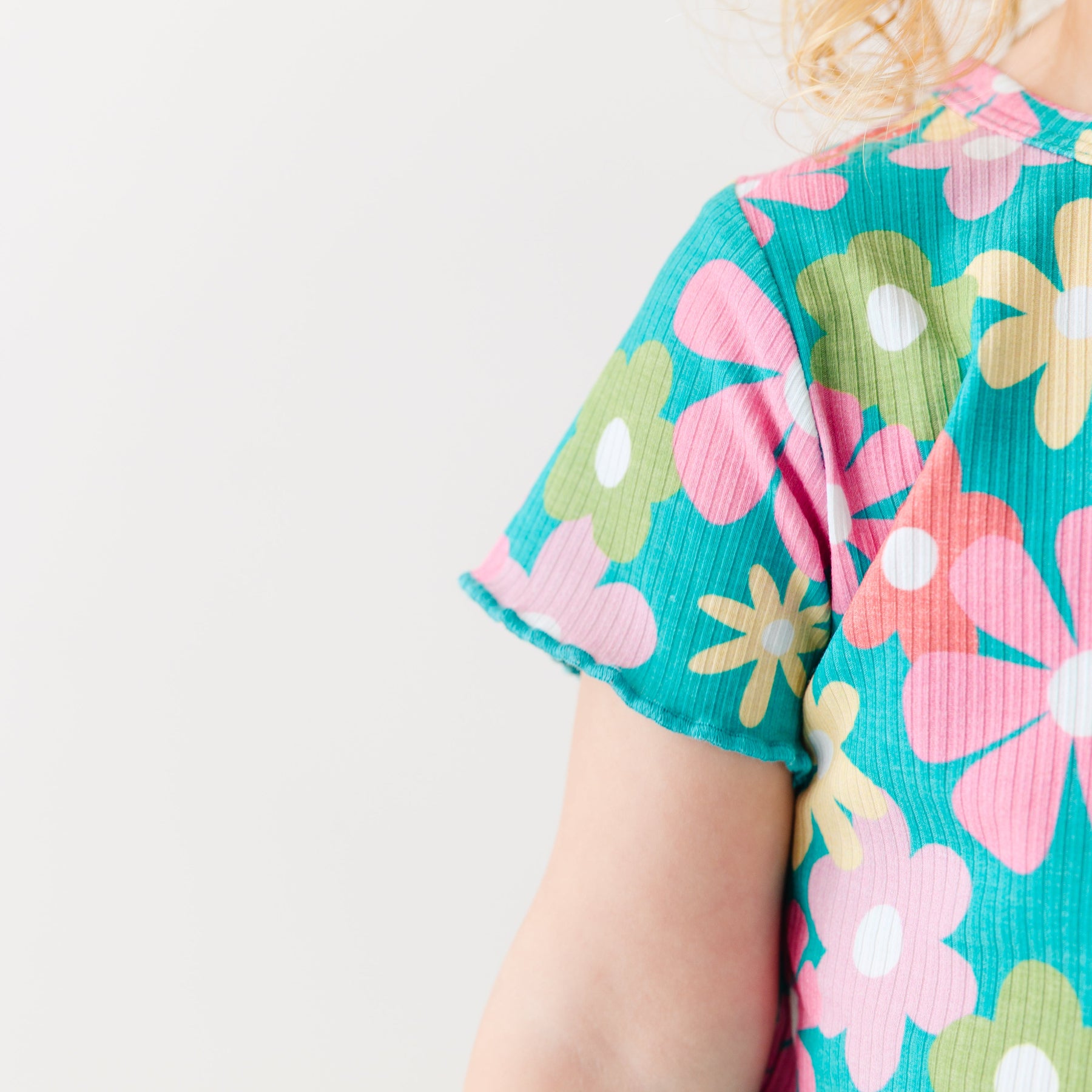 Retro Daisies Lettuce-Edge Ribbed Shirt