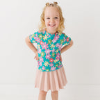 Retro Daisies Lettuce-Edge Ribbed Shirt