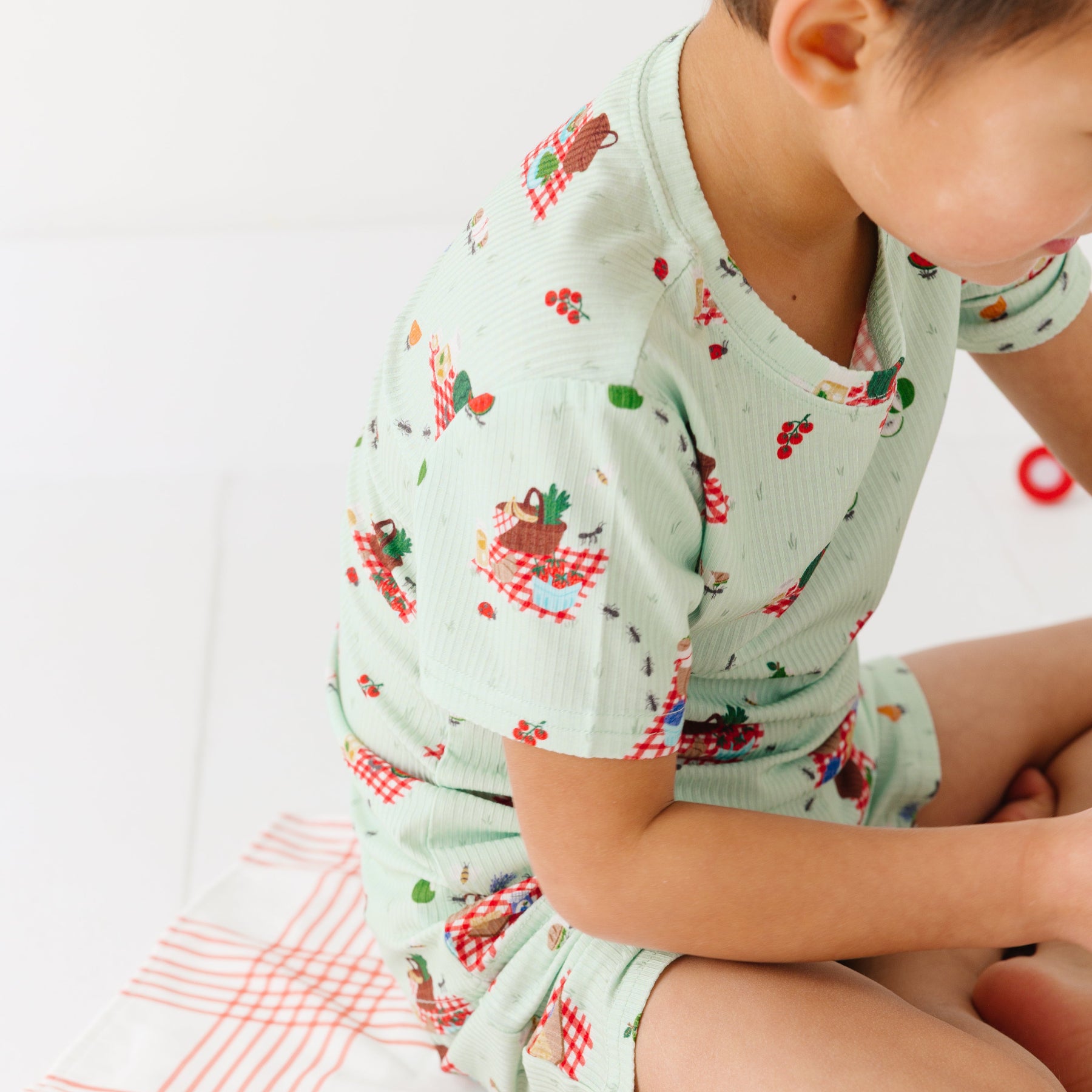 Summer Picnic Small Ribbed Shorts Two-Piece Set