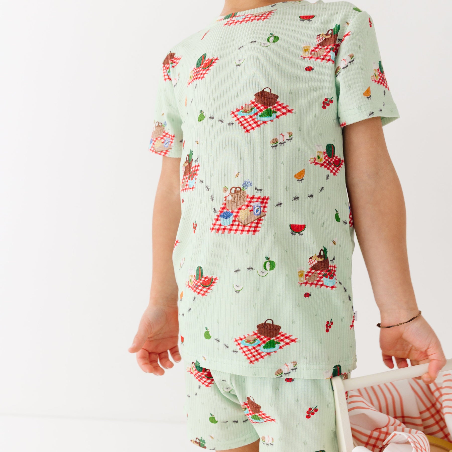 Summer Picnic Small Ribbed Shorts Two-Piece Set