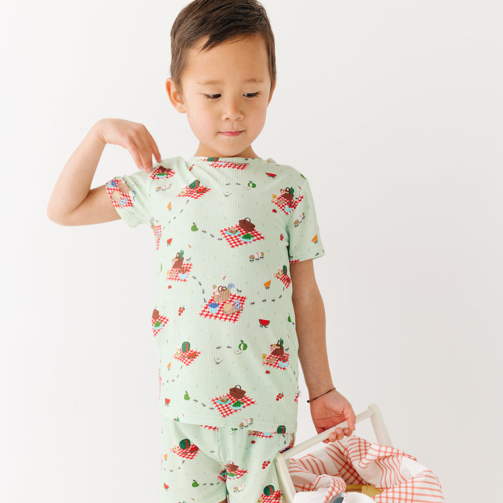 Summer Picnic Small Ribbed Shorts Two-Piece Set