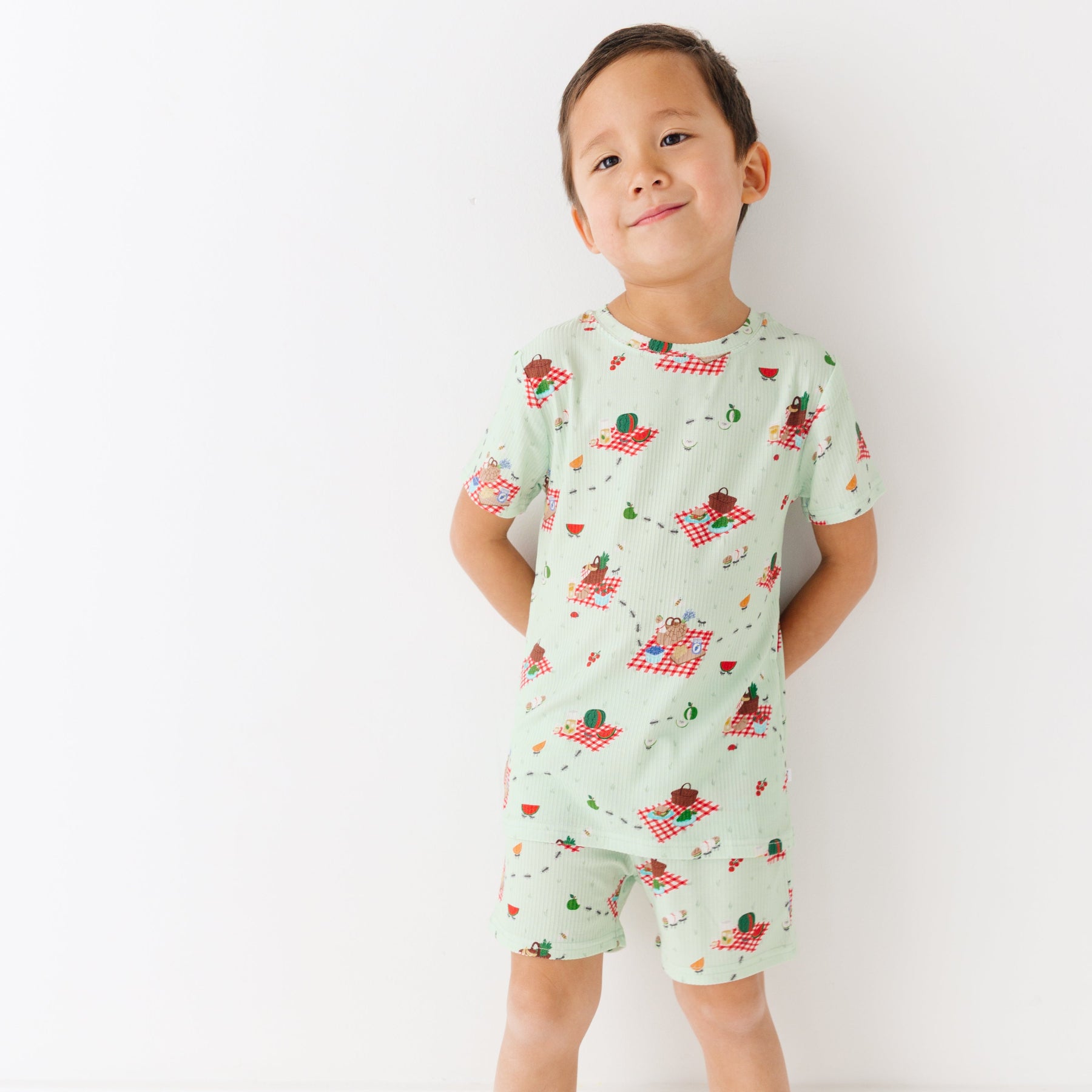 Summer Picnic Small Ribbed Shorts Two-Piece Set