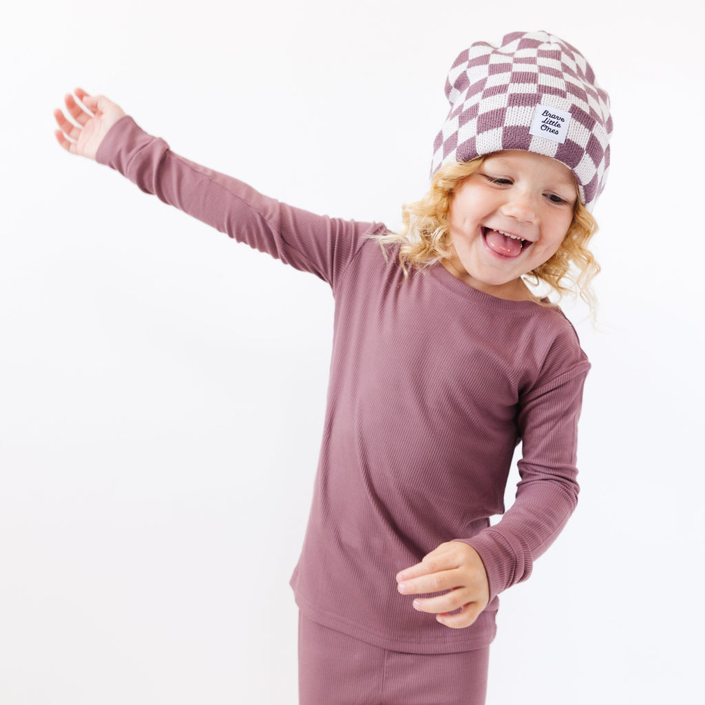 Plum Small Ribbed Two-Piece Set