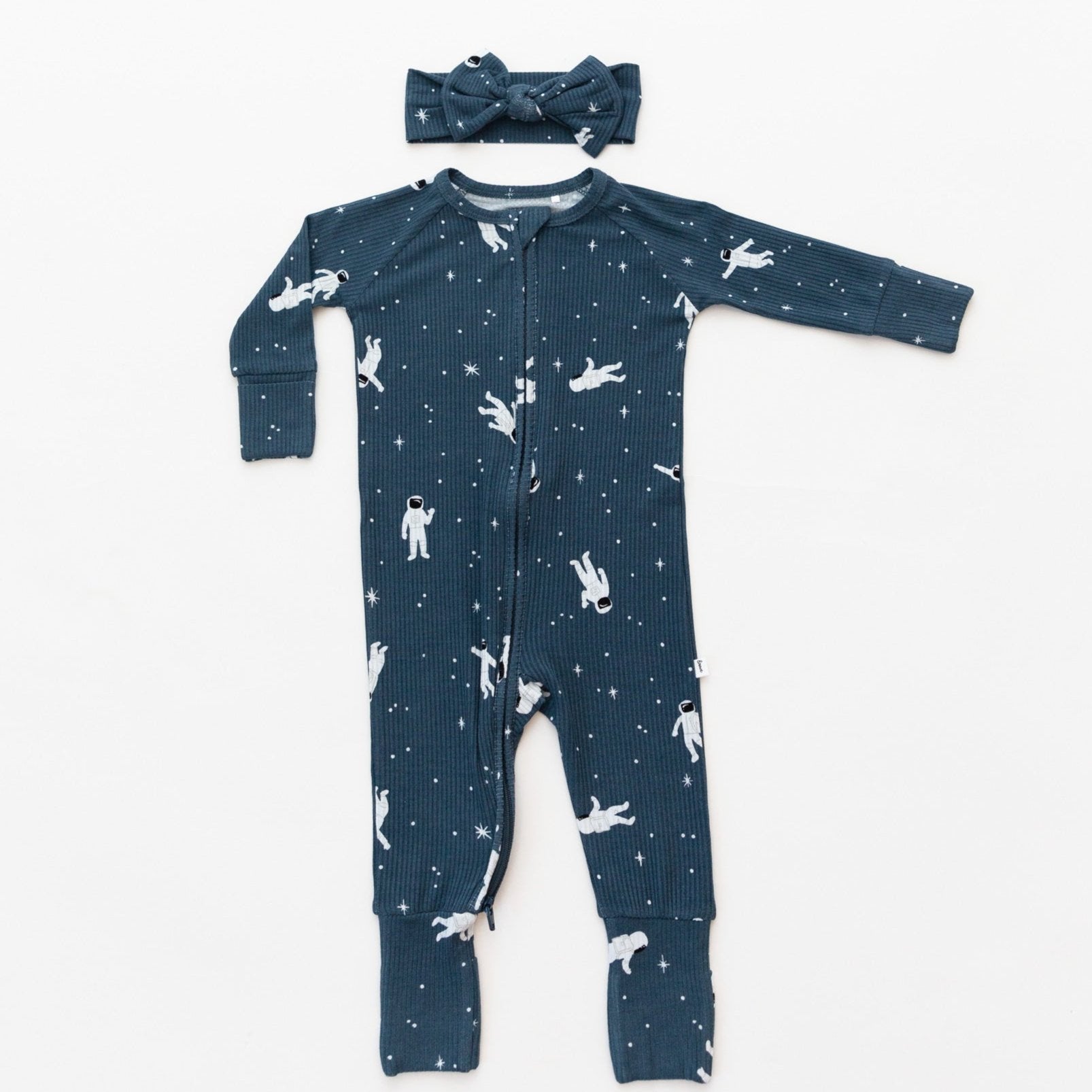 Astronauts Small Ribbed Zip Romper