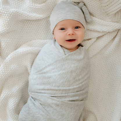 Heather Gray Small Ribbed Swaddle Set